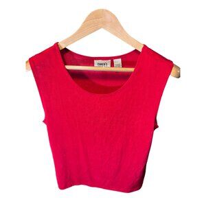 Chico's Travelers Red Scoop Neck Sleeveless Tank Top Sz L